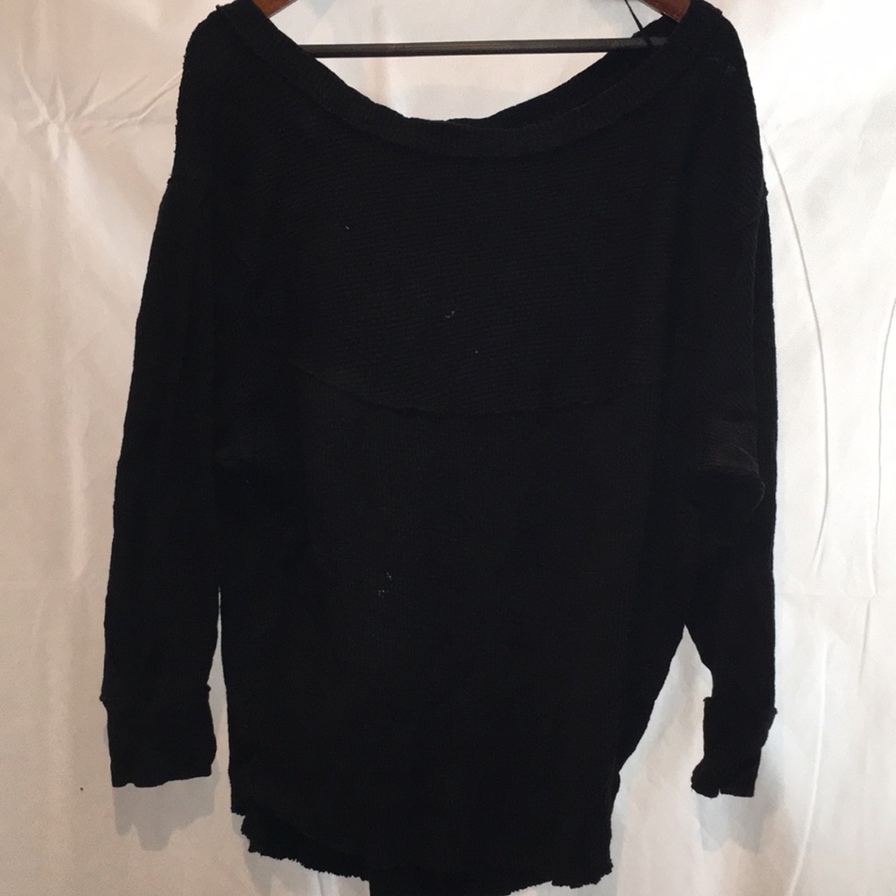 We The Free Black Long Sleeve Ribbed Top | Size Large - Picture 1 of 6
